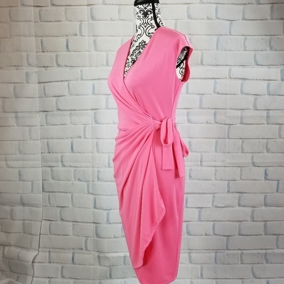 Lark & Ro size x sleeveless stretch wrap dress - Picture 7 of 8
